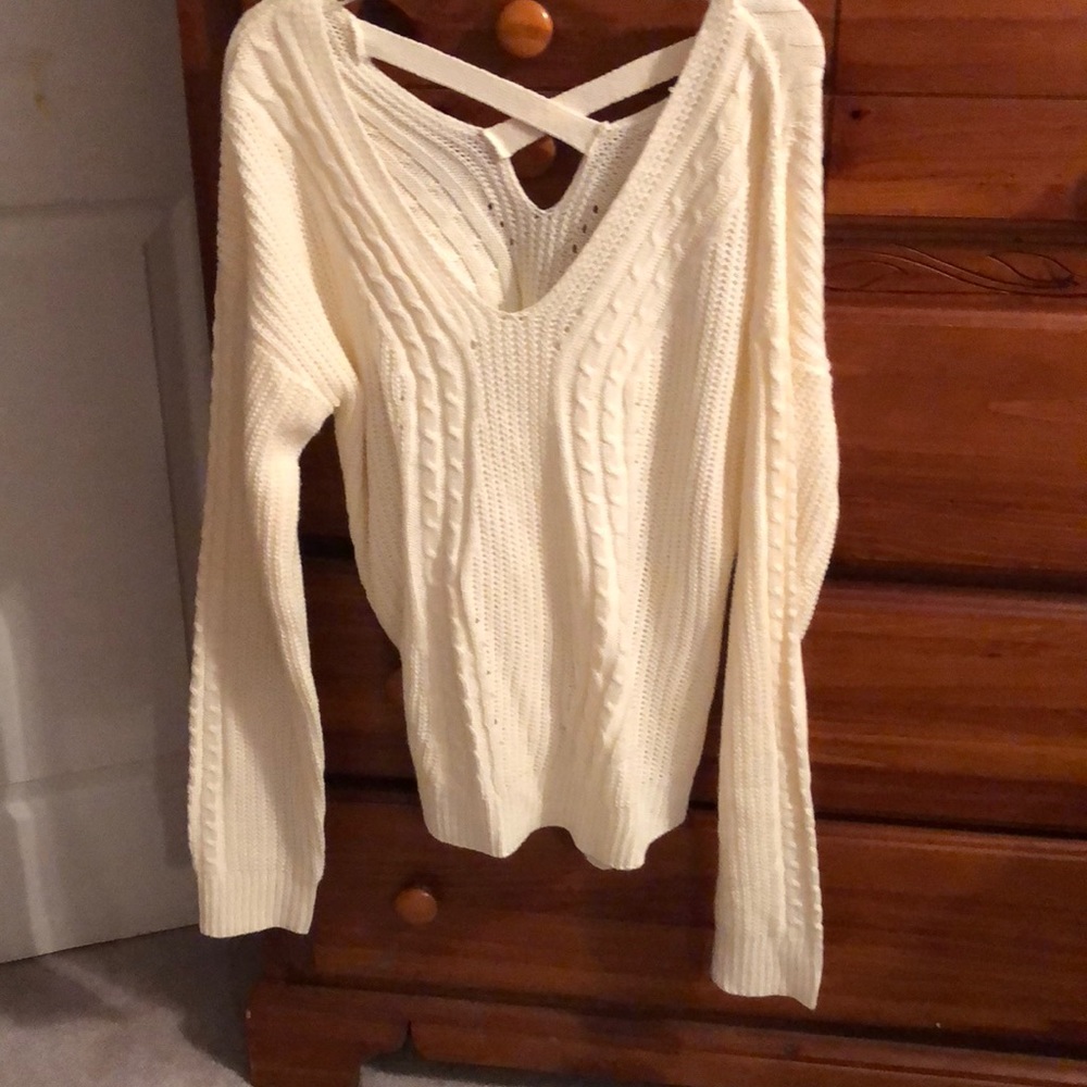 White Back criss cross sweater